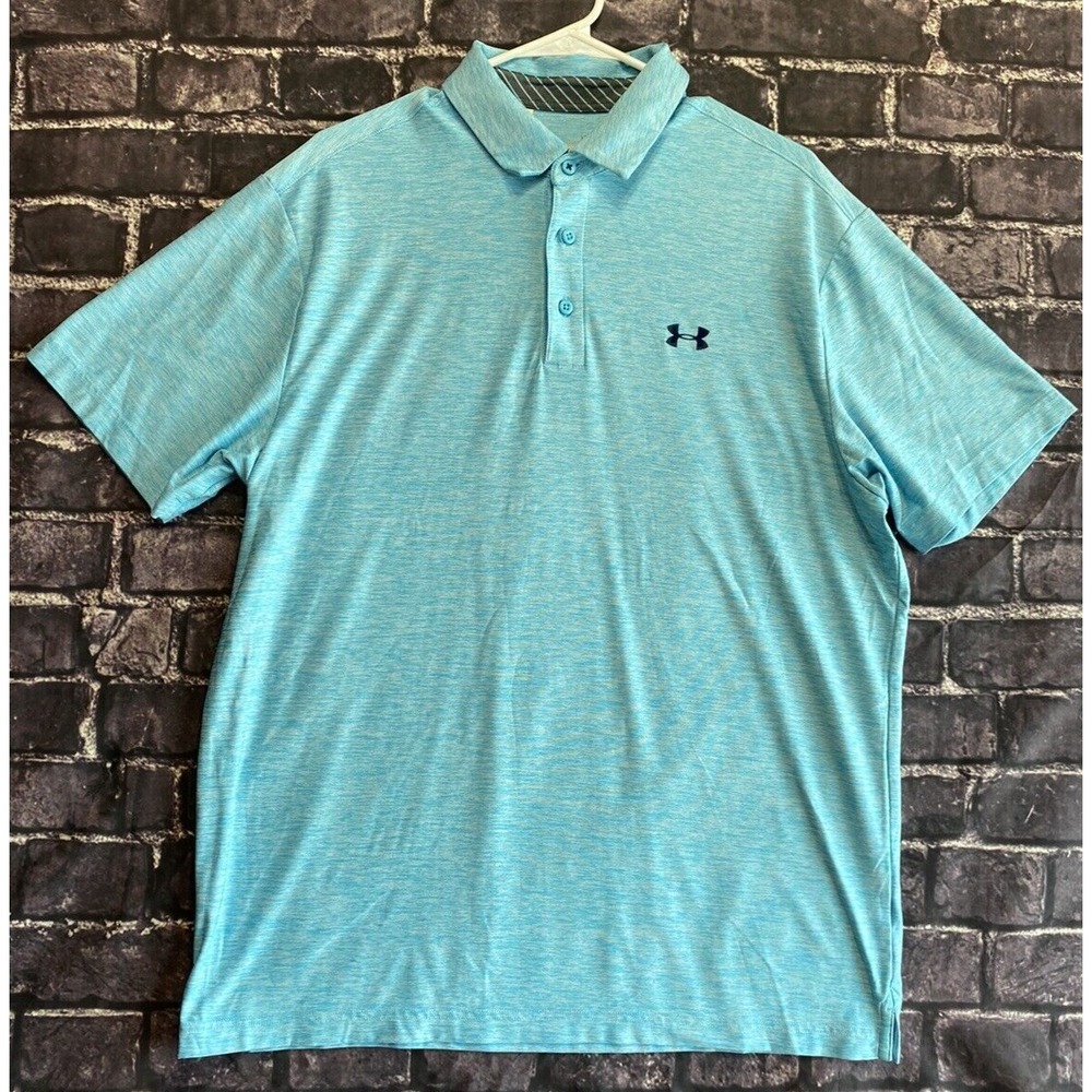 Under Armour Tech Golf Polo Mens Size Large Light Blue Short Sleeve Collared